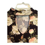 DICE SOFT BLACK FLORAL ROSE PRINTED MINI SHIRT DRESS MOCK NECK KEYHOLE SIZE XL Photo 2