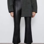 ZARA  Faux Leather Flared Cropped Pants Size S NEW Photo 1