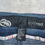 Vtg Y2K Ecko Red Deadstock Low Rise Split Flare‎ Jeans Embroidered Patch Sz 3 Blue Photo 4