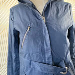 Theory  Olia Hooded Belted Jacket‎ in Navy Blue Photo 2