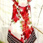 CAbi Sleeveless Ruffle Top White Floral Chiffon Handkerchief Midi Dress size M Photo 0