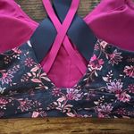 Old Navy Magenta & Navy Floral Powersoft Strappy Sports Bra Photo 3