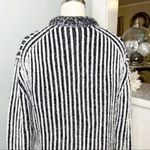 Elizabeth and James Black Striped Chunky Knit Crewneck Sweater Small Photo 6