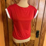 Vtg 70s polka dot polyester top Red Size L Photo 4