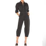 frame denim FRAME Pleated Barrel Leg Jumpsuit One Piece Long Sleeve in Washed Black Gray S Photo 9