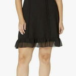 Adrienne  Papell Dress 16‎ Black Mock Neck Flutter Cap Sleeve Sheath Chiffon NWT Photo 0