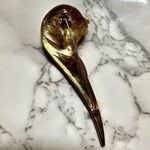 Vintage gold tone enamel pointed horse head brooch Photo 3