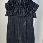 Anna Grace Lizard Thicket Black Sequin Ruffled Strapless Mini Dress Size Medium Photo 0