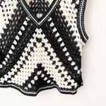 REBELLION AGAIN | Cream ivory Black Sleeveless Sweater Vest Open Knit | Large Photo 3