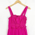 J.Crew  Sevilla Hot Pink Tiered Midi Dress Size Small Stretch Sleeveless Cotton Photo 3