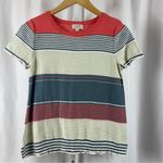 Loft  Small Nautical Stripe Preppy Shirt Top Coral Boat Beach Vacation Photo 0