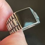 Elegant black obsidian S925 silver ring size 7 Photo 5