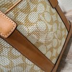 Coach RARE Vintage Woven Bucket Nuetral Vachetta Leather Monogram HandBag Purse Photo 6