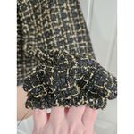 Nanette Lepore Black And Gold Tweed Blazer Faux Leather Piping Size 14 Jacket Photo 4