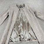 Pamela McCoy Leather‎ Jacket Womens M Cream Silver Animal Print Banded Longline Size M Photo 9