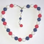 Red, White, and Blue Beaded Vintage Boho Choker Necklace Red Photo 4
