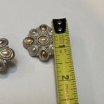 Monet Women’s Signed  Faux Pearl Two Tone Clip On Earrings Photo 9