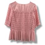 Jason Wu Pink Smocked Chiffon Top Women’s Size 6 Short Sleeve Lightweight Photo 3