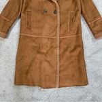 Stradivarius  Women’s Faux Suede Teddy Shearling Long Coat Jacket in Brown L Photo 2