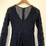 Guess  Floral Mix Lace Dress Solid Navy Blue Long Sleeve Mini Party Bodycon 0 Photo 11