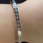 Antian Accessories™ Stainless Steel Silver Plated Zirconia Bangle Bracelet Photo 5