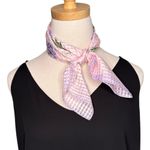 Laura Ashley Vintage 100% silk floral check square scarf pink purple 21 x 21" Photo 2