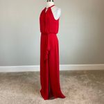 XScape Red Chiffon Sleeveless Ruffled Long Evening Gown Size 8 Formal Dress Photo 3