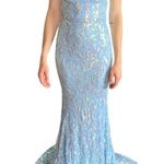 Faeriesty mermaid prom gown with detachable bow Blue Photo 8