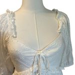 Anthropologie &merci Cottage Core Milkmaid Eyelet Smocked White Dress Sz M Lined Photo 2