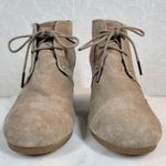 Toms Women's Shoes Size 8.5 Brown Suede Lace-Up Almond Toe Buck Wedges Heels Photo 7