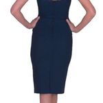 Tatyana Alina Pencil Dress in Navy Bow size Large Short Sleeve Fishnet Neckline Photo 1