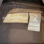 Travelers by Chicos Cardigan Acetate Spandex Blend Open Front Draped Size 12 (2) Brown Photo 4
