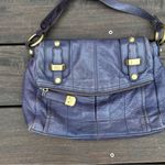 Purple Blue Leather B Makowsky Crossbody Shoulder Bag Purse w/ Leopard Interior Photo 1