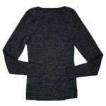 Anthropologie A by Black and Gold Metallic Sweetheart Neck Ribbed Sweater Photo 3