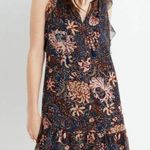 Madewell Navy Sea Floral Patterned Ruffle Shift Dress Photo 0