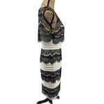 Sangria Petite Black Cream Sheath Knee Length Dress Lace Tiered Flapper Gatsby Size 10P Photo 2