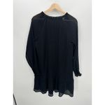 Loft  Pleated Tie Neck Dress Women Medium Black Loose MISSING BELT Long Sleeve Photo 1