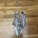Good American ‎ Ruched Halter One Piece Cutout Swimsuit Cheetah Rose Size 3 Large Photo 1