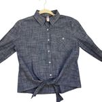 Love Note Love Notes Blue Chambray Style Tie Front Long Sleeve Shirt Size Women's Small Photo 3