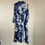 Line and Dot  Women's Long Sleeve Maxi Dress‎ Tie dye Small Blue White Photo 5