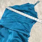 Lulus  Mini Dress Women's L Teal Blue Satin One Shoulder Ruched Sleeveless New Photo 6