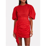 RHODE Pia Mini Dress w/ Puff Sleeves & Ruffle Trim in Black Size Large Size M Photo 6