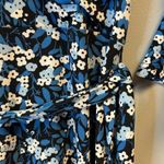 Leota  Dress Perfect Wrap Ruffle Sleeve Dress in Calico Blue Sz S EUC Work Office Photo 8