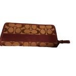 Coach Beige/Red Signature Canvas Leather Clutch Photo 1