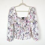 J.Crew  Women's 6 White‎ Floral Square Neck Cinched Waist Top in Kaleidoscope Photo 2