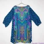 Tolani blue Electric Paisley‎ Shift Dress with tassle half Photo 5