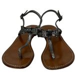 Tory Burch  Bryn Silver‎ Pave Bow Thong Sandal SIze 7.5 Photo 1