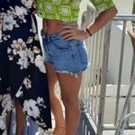 MISA Los Angeles The Odells Patchwork Crop Top LARGE Bright Green Smocked Linen Designer $148 Photo 4