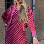 ZARA PLAID KNIT Sleeveless Mini A-Line Dress w/ Round Neckline Size S Pink NEW Photo 0