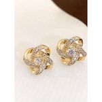 Boutique Women's 14k‎ Gold Plated S925 Knot Simulated Diamond Stud Earrings Photo 2